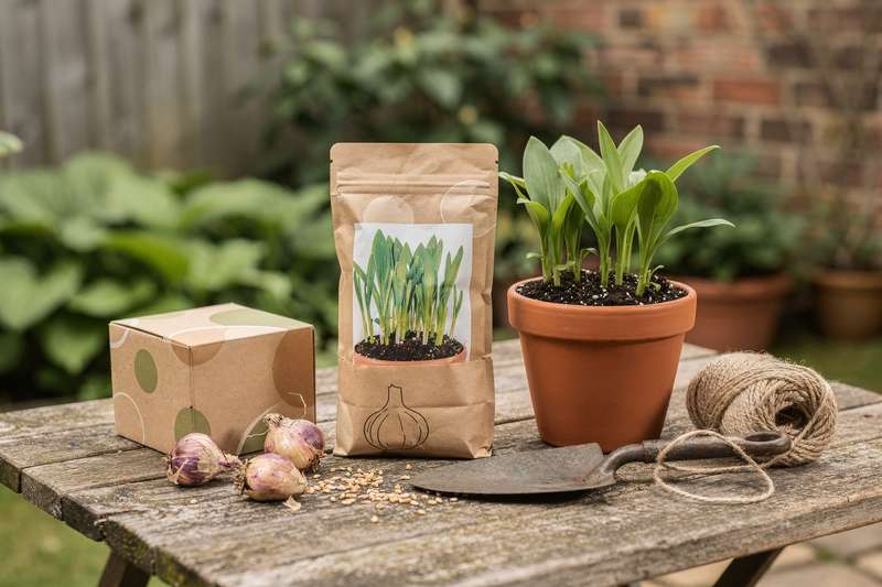 Frau arrangiert bunte Frühjahrsblüher in einem gepflegten englischen Gartenbeet.