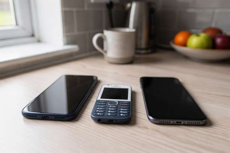 # Alt-Text für Electronics-Guide: Handys Junge Frau hält ihr Smartphone in der Hand und nutzt die Touchscreen-Bedienung im Alltag.